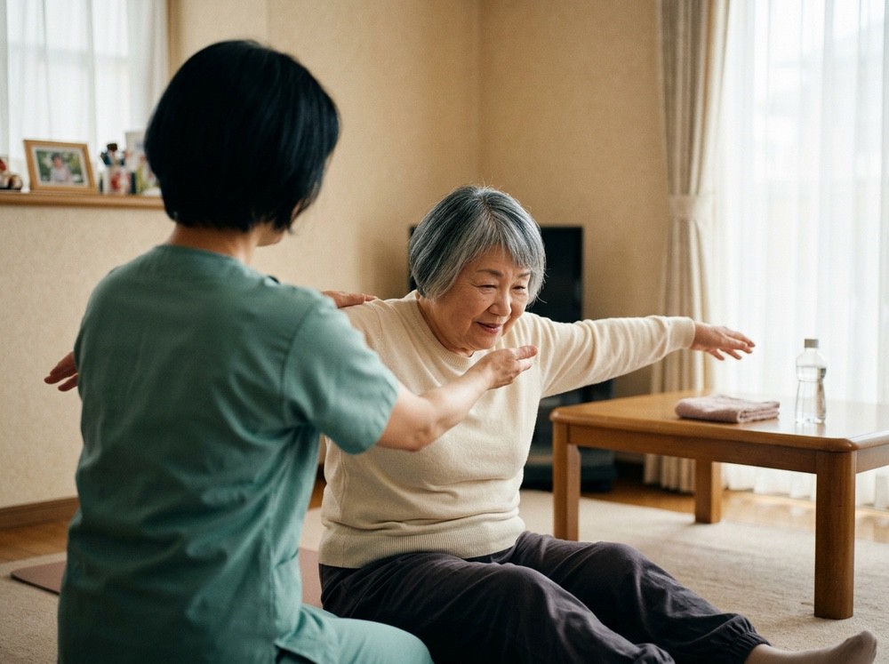 ストレッチ指導の様子